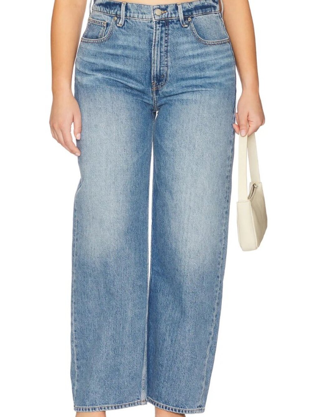 Good American Good Standard Baggy Wide Leg Jeans Medium Wash 8